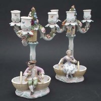 Lot 263 - Pair of German candelabra.