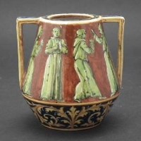 Lot 269 - Majolica twin handled vase.