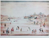 Lot 761 - After Lowry, On The Sands, signed print.
