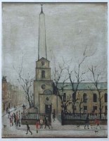 Lot 763 - After Lowry, St Luke's Church, signed print.