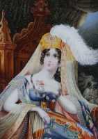 Lot 851 - Continental School, 19th century, Portrait of a seated lady, miniature.