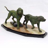 Lot 19 - Art deco style spelter dogs group.