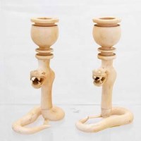 Lot 105 - Pair ivory candlesticks.