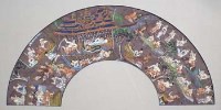 Lot 127 - Burmese fan shape painting on silk.