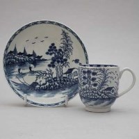 Lot 133 - Worcester coffee cup and saucer painted with 'The Rock Strata Island' pattern