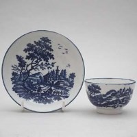 Lot 137 - Worcester European Landscapes teabowl and saucer circa 1780   printed