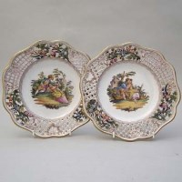 Lot 162 - Pair of pierced border plates.