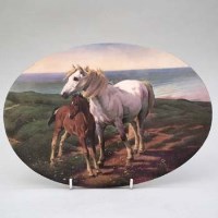 Lot 179 - Minton plaque by Je Dean, horse and foal.