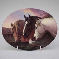 Lot 182 - Minton plaque by Je Dean, horses.