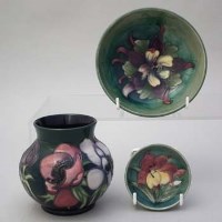 Lot 209 - Moorcroft Anemone vase, Columbine bowl and on