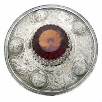 Lot 245 - Scottish silver plated Cairngorm cloak brooch.