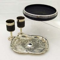Lot 247 - Two goblets, tray and glass bowl.