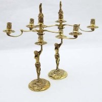 Lot 256 - Pair silver gilt candelabras.