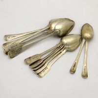 Lot 264 - Seven Georgian and Victorian silver spoons, also