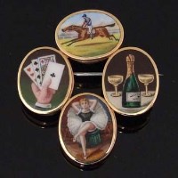 Lot 341 - Enamel brooch converted from cufflinks.