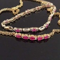 Lot 369 - 18ct gold ruby and diamond necklace and a 9ct