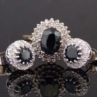 Lot 376 - 18ct white gold sapphire and diamond ear studs