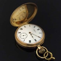 Lot 387 - Waltham 9ct Hunter pocket watch.