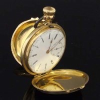 Lot 391 - Gold hunter pocket watch.