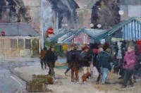 Lot 476 - Stephen Wild, Market, Stockport, oil