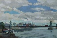 Lot 496 - Hugh Lynch, Hammersmith Bridge, oil