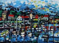 Lot 510 - Olivia Pilling, Norfolk shore scene, oil