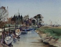 Lot 527 - John H. Nicholson, Boats at Skippool, Lancashire, watercolour