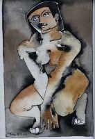 Lot 564 - Geoffrey Key, Figure, mixed media
