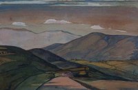 Lot 568 - E. Carter Preston, Welsh landscape with farmstead, watercolour