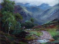 Lot 589 - William L. Turner, On the Road to Walendlath from Borrowdale, Scawfell in the Distance, oil