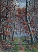Lot 596 - Robert Thomas Jackson, Woodland Scene with Pheasants and  The Ferry Crossing, oil on canvas (2)