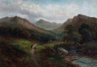 Lot 598 - E. Bennett, Rural landscape with figure, oil