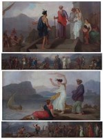 Lot 601 - Attributed to Robert Smirke, Scenes from Ossian, oil (4)