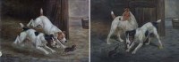 Lot 606 - G. Earle, 19th century, Terriers ratting, oil (2)