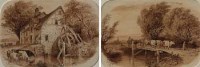 Lot 610 - Edward Duncan, Rural scenes, sepia wash (2)