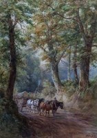 Lot 625 - Henry Earp Snr., Figures on a country lane, watercolour