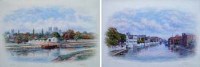 Lot 627 - George Fall, Guildhall, York - River Ouse and  Marygate Tower, York Minster, watercolour (2)