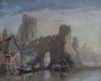 Lot 628 - Samuel Austin, A Castle on the Rhine, watercolour