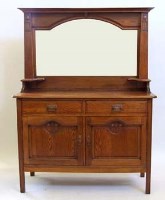 Lot 666 - Liberty style oak mirror back sideboard.