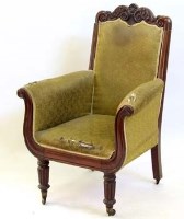 Lot 685 - Mahogany show frame easy chair, circa 1840