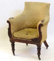 Lot 686 - William IV rosewood show frame easy chair