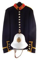Lot 109 - Royal Marines bandsman's tunic and a pith helmet.
