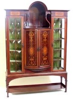 Lot 729 - Edwardian mahogany marquetry display cabinet