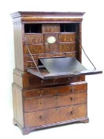 Lot 749 - Figured walnut secretaire circa 1715