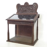 Lot 12 - Oak medal display cabinet with carved inscription 'Boer War 1899-1902, Sergeant S. Turner, N.S. Regiment'