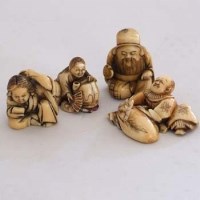 Lot 100 - Four ivory small netsukes.