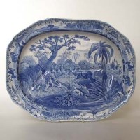 Lot 125 - Spoke turkey plate 'shooting a leopard'.