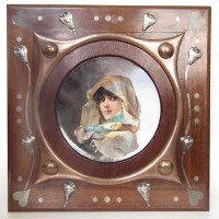 Lot 133 - Circular Continental porcelain plaque signed Maltz Villoutreix dated 1904