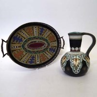 Lot 173 - Gouda jug and oval tray.