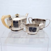 Lot 199 - Art deco silver teaset (3 piece).